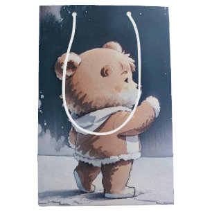 Teddy Bear Boy Bearly Wait Baby shower  Medium Gift Bag