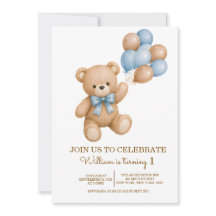 Teddy Bear Boy Birthday Any Age Invitation