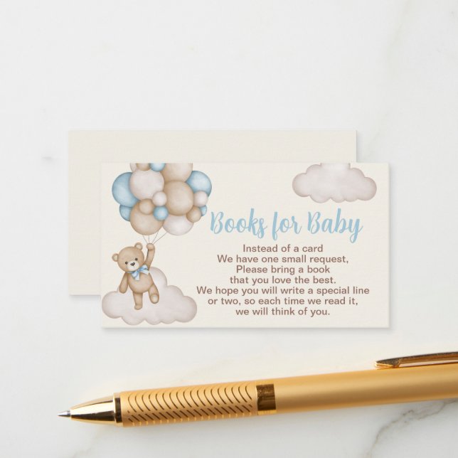 Teddy Bear Boy Books for Baby Enclosure Card (Front/Back In Situ)