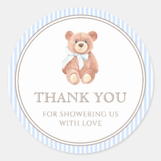 Teddy Bear Boy Classic Thank You Baby Shower Round Sticker