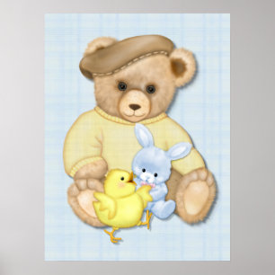 Teddy Bear Boy Nursery Fun Poster