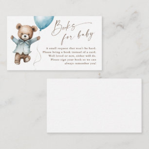 Teddy Bear Boys Baby Shower Books for Baby Enclosure Card