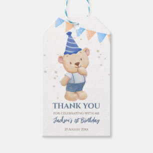 Teddy bear boys birthday thank you personalised gift tags