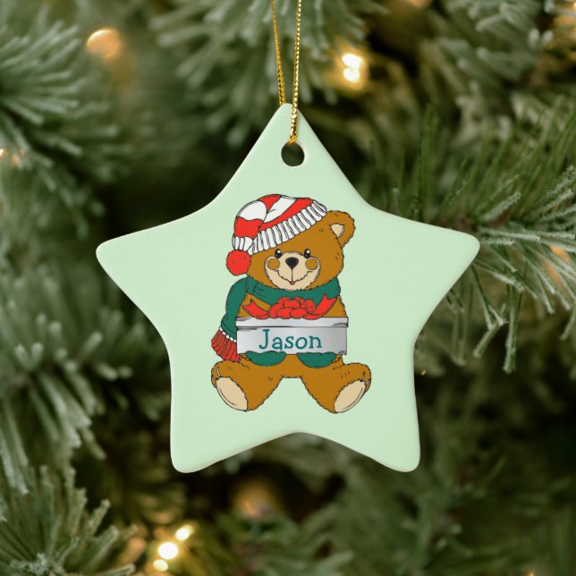 Teddy Bear Boys Christmas Ornament (Tree)