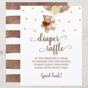 Teddy Bear Brown And Gold Diaper Raffle Game