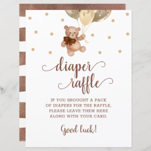 Teddy Bear Brown And Gold Diaper Raffle Game