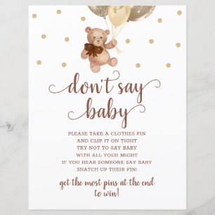 Teddy Bear Brown And Gold Don't Say Baby Game