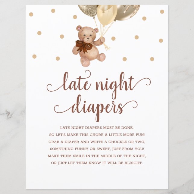 Teddy Bear Brown And Gold Late Night Diapers Game (Front)