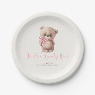 Teddy Bear Brown and Pink Baby Shower Paper Plate
