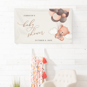 Teddy Bear, Brown Balloons, Baby Shower Welcome Banner