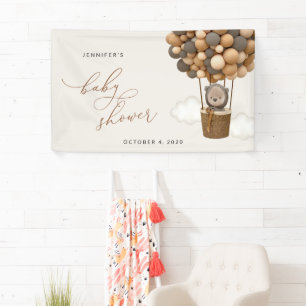 Teddy Bear, Brown Balloons, Baby Shower Welcome Banner