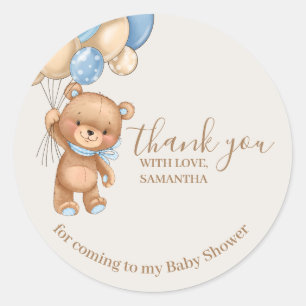 Teddy Bear Brown Balloons Thank You Classic Round Sticker