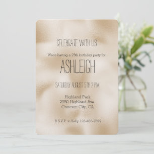 Teddy Bear Brown Gold Glam Glitter Invitation