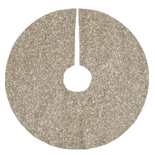 Teddy Bear Brown Gold Glitter        Brushed Polyester Tree Skirt