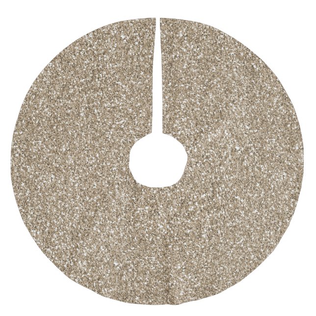 Teddy Bear Brown Gold Glitter        Brushed Polyester Tree Skirt (Front)