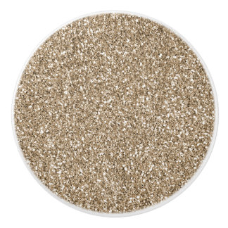 Teddy Bear Brown Gold Glitter       Ceramic Knob