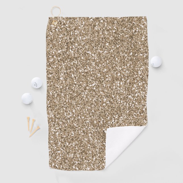 Teddy Bear Brown Gold Glitter      Golf Towel (InSitu)