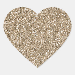 Teddy Bear Brown Gold Glitter Heart Sticker