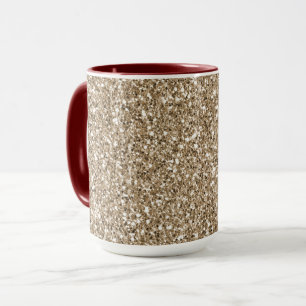 Teddy Bear Brown Gold Glitter Mug