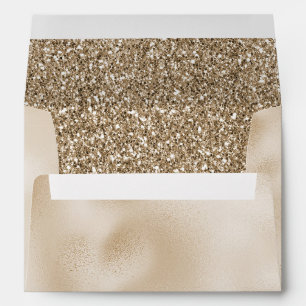 Teddy Bear Brown Gold Glitter Wedding Envelope