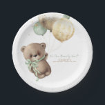 Teddy Bear Brown Sage Gold Boho Baby Shower Paper Plate<br><div class="desc">Cute little teddy bear baby shower paper plates</div>