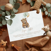 Teddy Bear Brown Sage Green Balloons Baby