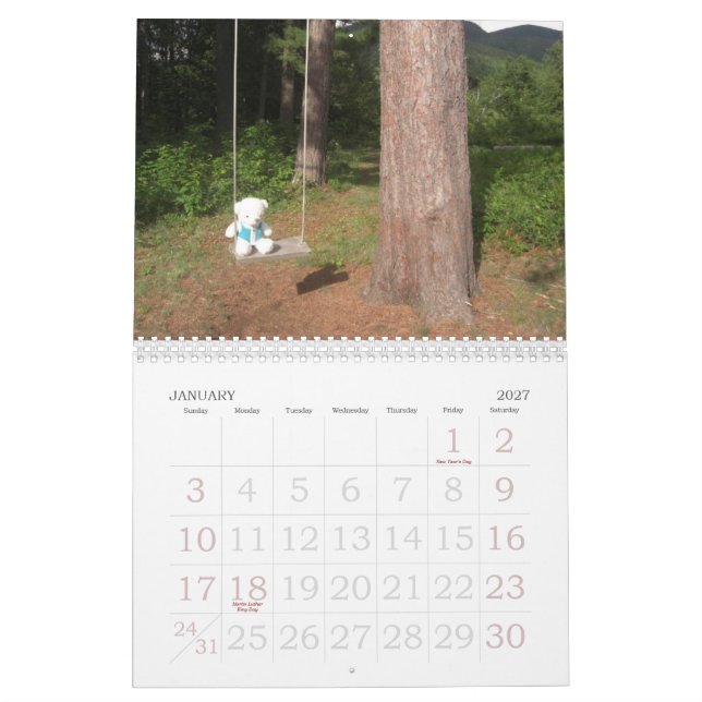Teddy Bear Calendar (Jan 2027)