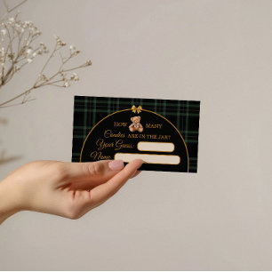 Teddy Bear Candy Guessing Game Ballot Card Green