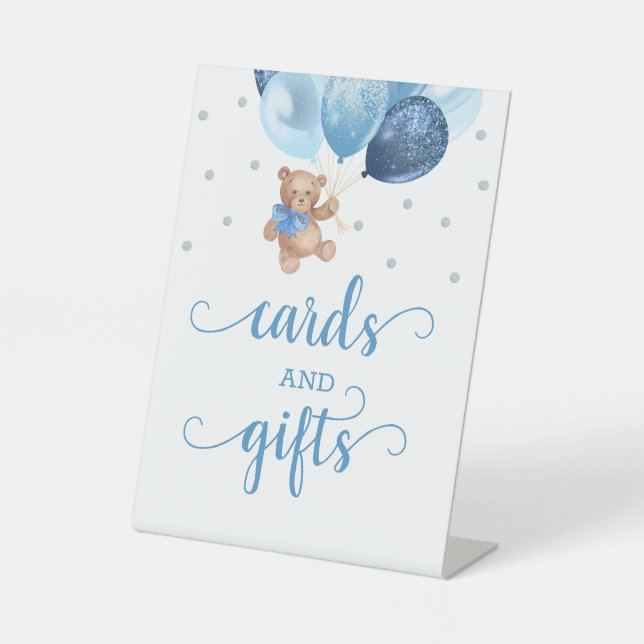 Teddy Bear Cards and Gifts Baby Shower  Pedestal Sign (Front)