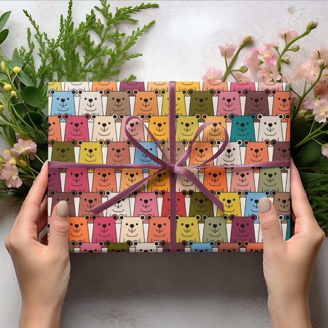 Teddy Bear Cartoon Wrapping Paper (teddy bear birthday packing gift wrap,gift wrapping paper,return gift wrap paper,paper gift)