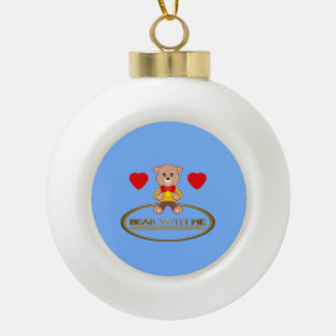 Teddy Bear  Ceramic Ball Christmas Ornament