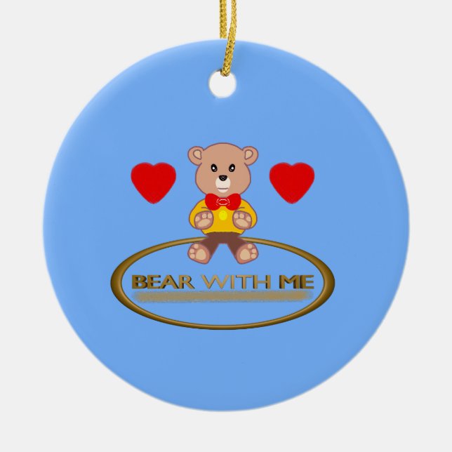 Teddy Bear  Ceramic Tree Decoration (Front)