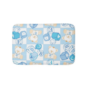 Teddy bear checked pattern bath mat