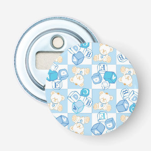 Teddy bear checked pattern bottle opener