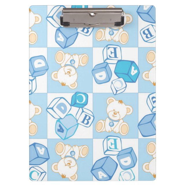 Teddy bear checked pattern clipboard (Front)