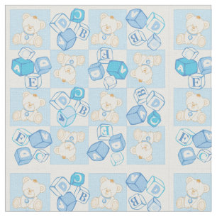 Teddy bear checked pattern fabric