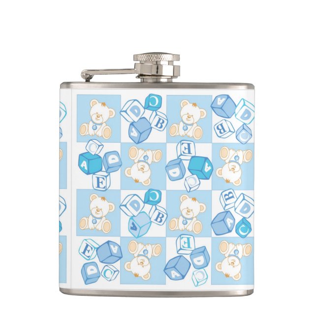 Teddy bear checked pattern hip flask (Front)