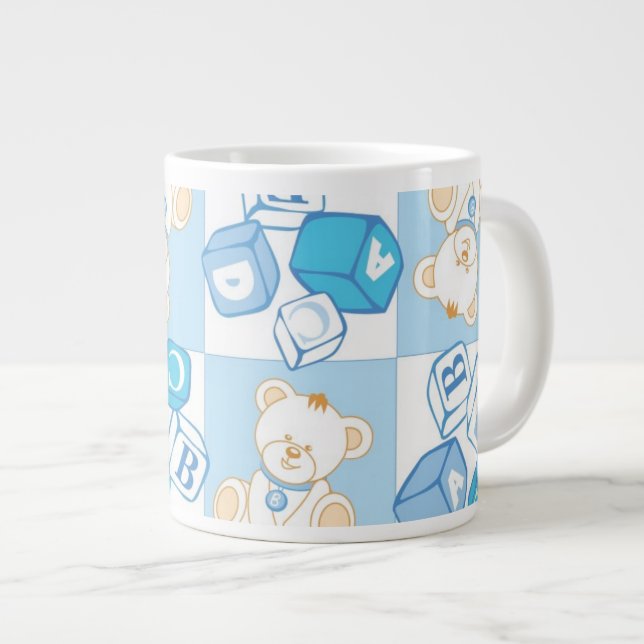 Teddy bear checked pattern large coffee mug (Front Right)