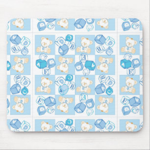 Teddy bear checked pattern mouse mat