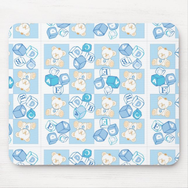 Teddy bear checked pattern mouse mat (Front)
