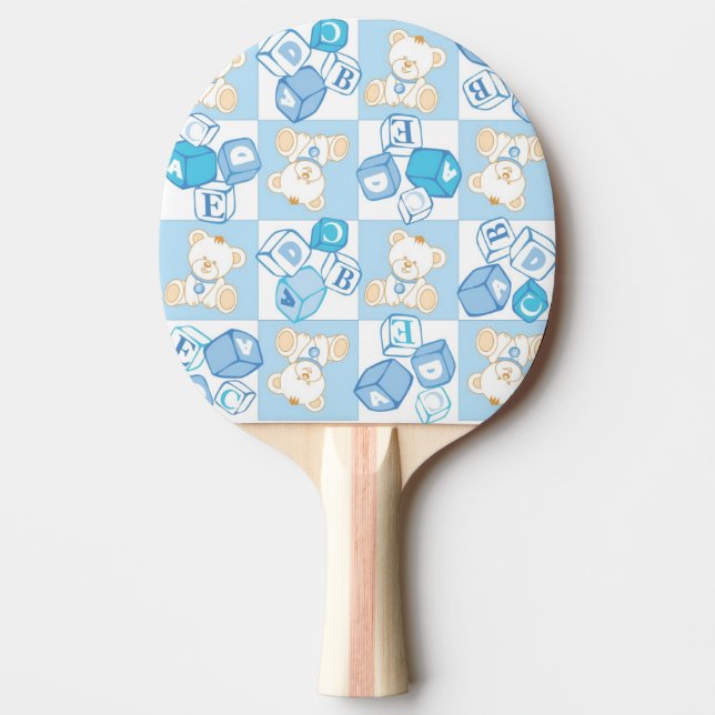 Teddy bear checked pattern ping pong paddle (Front)