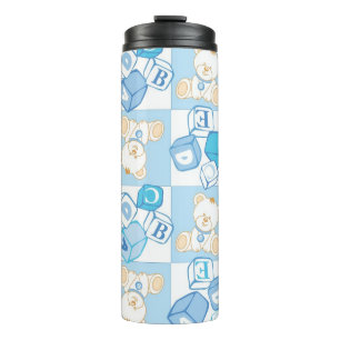 Teddy bear checked pattern thermal tumbler