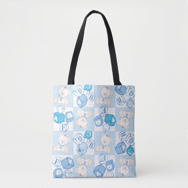Teddy bear checked pattern tote bag (Front)