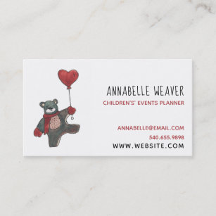 Teddy Bear Childrens Event Planner Business Card