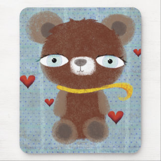 Teddy bear chocolate vintage hearts aqua mousepad
