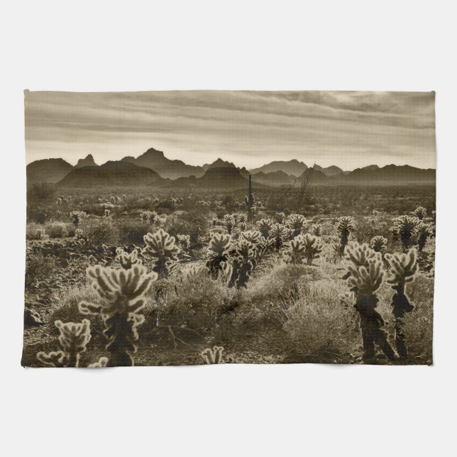 Teddy Bear Cholla Cactus Desert Plant Tea Towel (Horizontal)