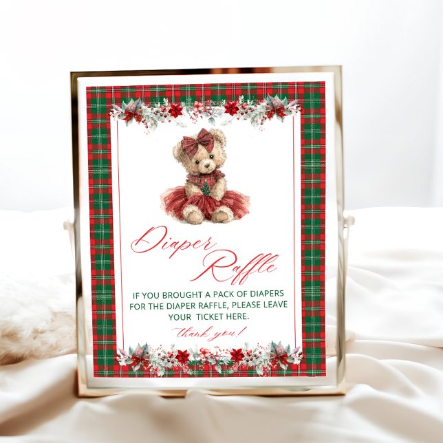 Teddy Bear Christmas Baby Shower Diaper Raffle Poster (Creator Uploaded)