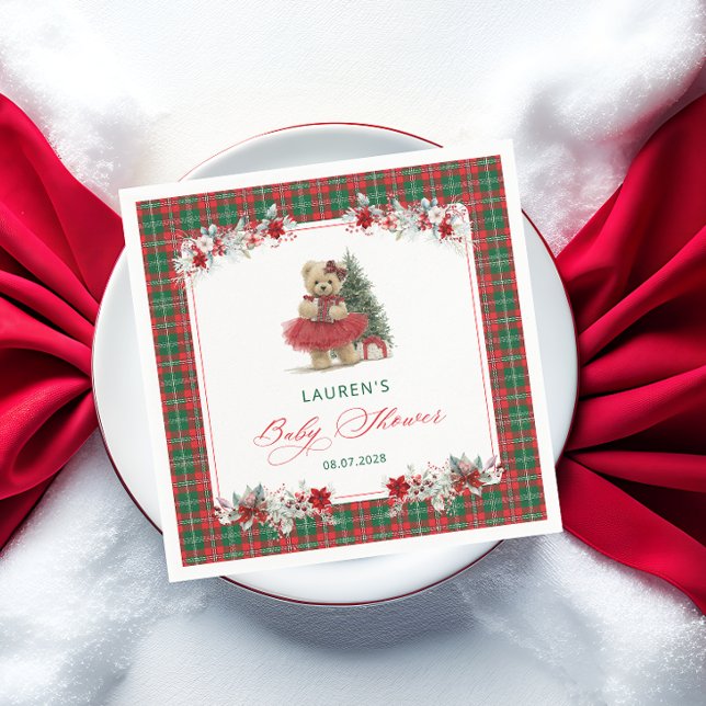 Teddy Bear Christmas Baby Shower Napkin (Creator Uploaded)