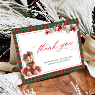 Teddy Bear Christmas Baby Shower Thank You Card