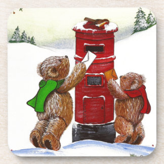 Teddy Bear Christmas Card Coaster